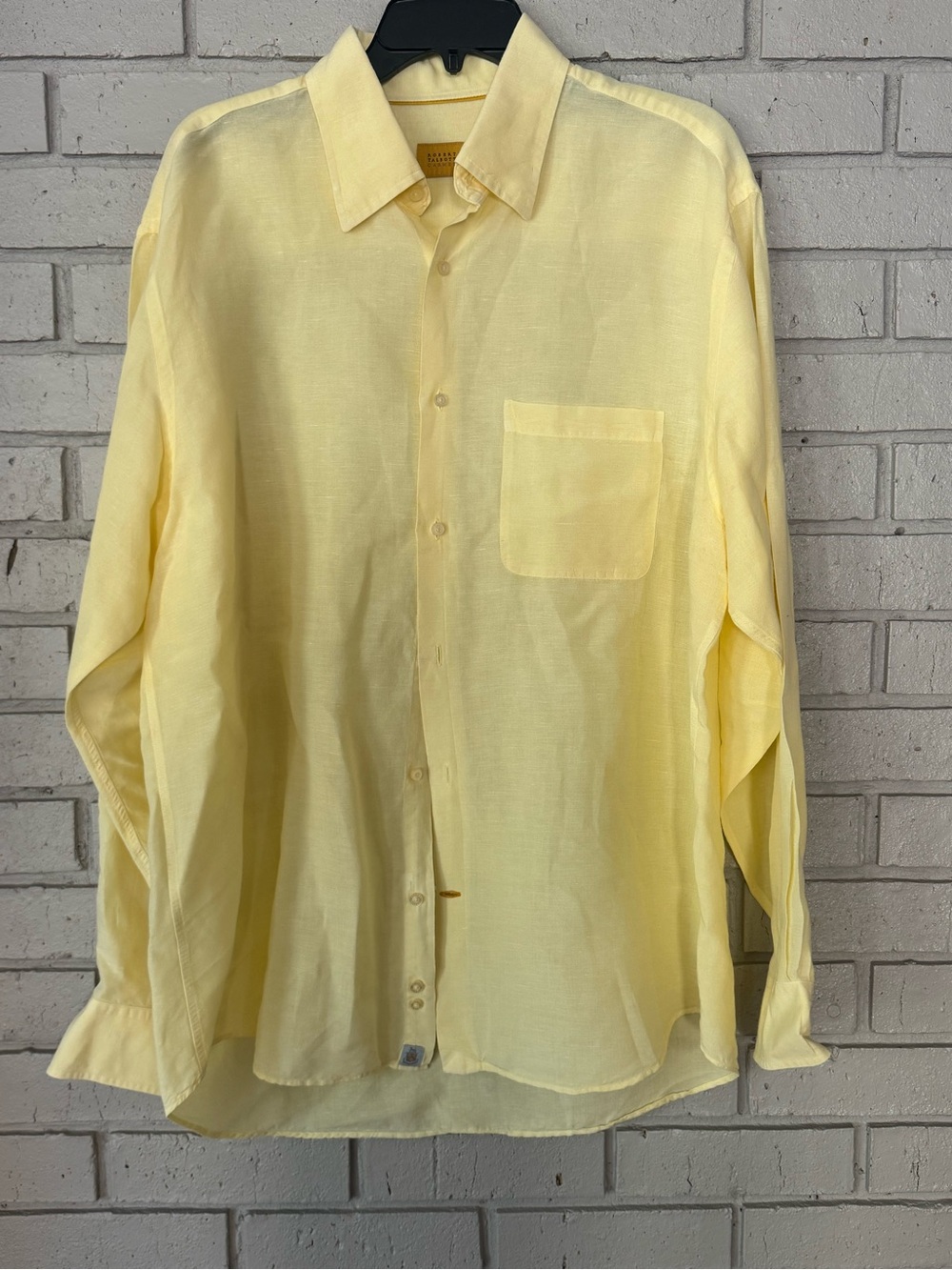 Robert Talbott Pale Yellow Linen Button-Down Shirt